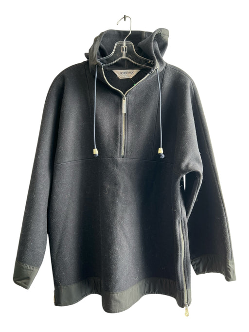 Sportmax Size 4 Black Wool Blend Hood Half Zip Side Zip Long Sleeve Jacket Black / 4