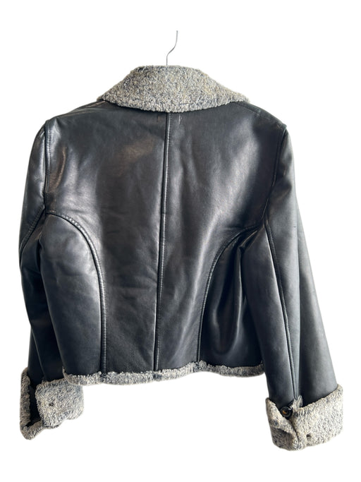 Absolu Size 1 Black No Fabric Tag Leather Double Breast Fur Lined Cropped Jacket Black / 1