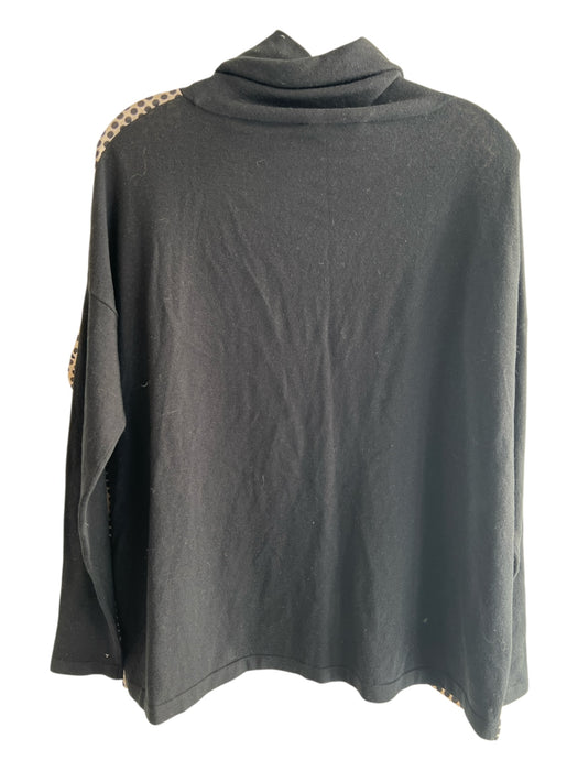 Weekend Max Mara Size S Black & Tan Silk & Wool Turtle Neck Long Sleeve Top Black & Tan / S