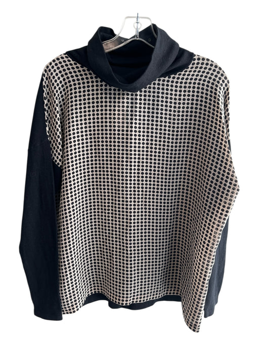 Weekend Max Mara Size S Black & Tan Silk & Wool Turtle Neck Long Sleeve Top Black & Tan / S