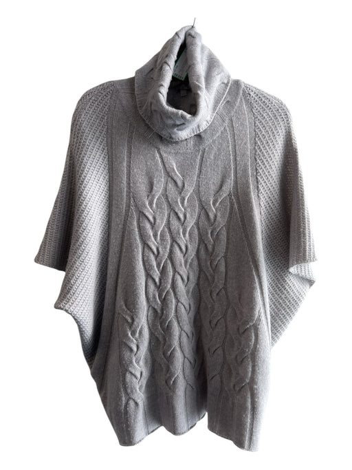 Kinross Size S Grey Wool & Cashmere Turtle Neck Half Sleeve Batwing Sweater Grey / S