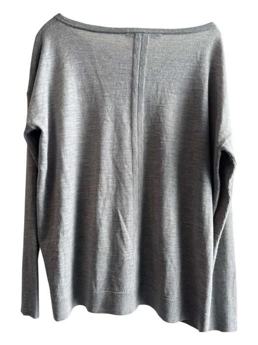 Diane Von Furstenberg Size L Gray Polyester & Wool Scoop Neck Long Sleeve Top Gray / L