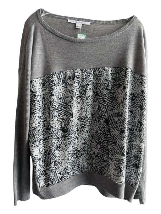 Diane Von Furstenberg Size L Gray Polyester & Wool Scoop Neck Long Sleeve Top Gray / L