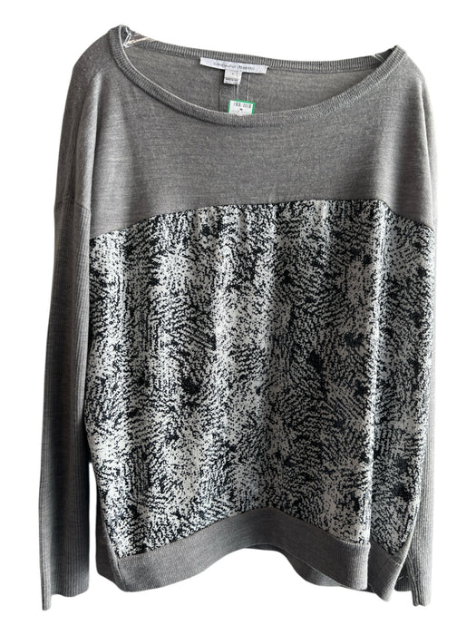 Diane Von Furstenberg Size L Gray Polyester & Wool Scoop Neck Long Sleeve Top Gray / L