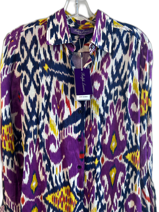 Ralph Lauren Purple Size 8 Multi Viscose Blend All Over Print Long Sleeve Dress Multi / 8