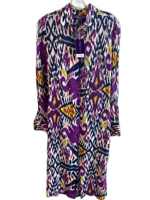 Ralph Lauren Purple Size 8 Multi Viscose Blend All Over Print Long Sleeve Dress Multi / 8