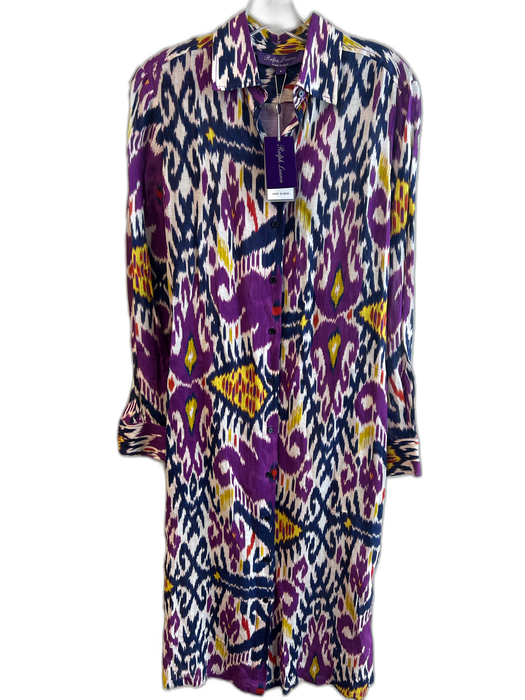 Ralph Lauren Purple Size 8 Multi Viscose Blend All Over Print Long Sleeve Dress Multi / 8