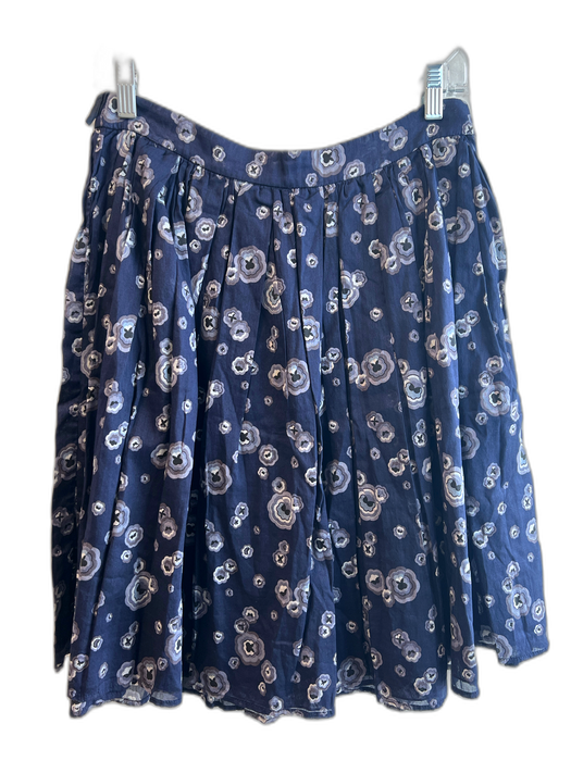 Miu Miu Size 40 Navy, Gray & Blue Cotton Lined All Over Print Side Zip Skirt Navy, Gray & Blue / 40