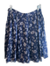 Miu Miu Size 40 Navy, Gray & Blue Cotton Lined All Over Print Side Zip Skirt Navy, Gray & Blue / 40