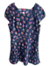 Prada Size 40 Navy & Multi Cotton Abstract Print Cap Sleeve Square Neck Dress Navy & Multi / 40