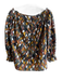Yves Saint Laurent Size 38 Brown, Black & Multi Silk Blend Off Shoulder Top Brown, Black & Multi / 38