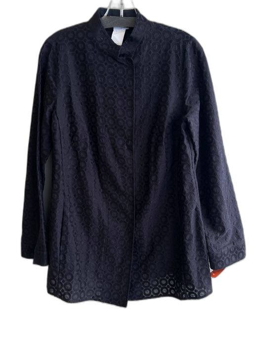 Akris Punto Size 12 Black Cotton Long Sleeve Snap Closure Side Pockets Jacket Black / 12