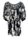 3.1 Phillip Lim Size 8 Cream & Black Silk Abstract Floral Stretch Waist Dress Cream & Black / 8