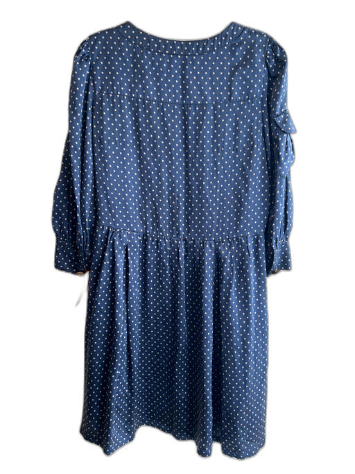 SeeByChloe Size 8 Blue & Gray Silk Star Print Round Neck 3/4 Sleeve Pleats Dress Blue & Gray / 8