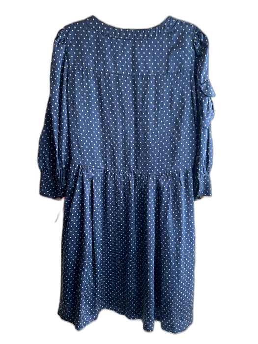 SeeByChloe Size 8 Blue & Gray Silk Star Print Round Neck 3/4 Sleeve Pleats Dress Blue & Gray / 8