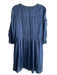 SeeByChloe Size 8 Blue & Gray Silk Star Print Round Neck 3/4 Sleeve Pleats Dress Blue & Gray / 8