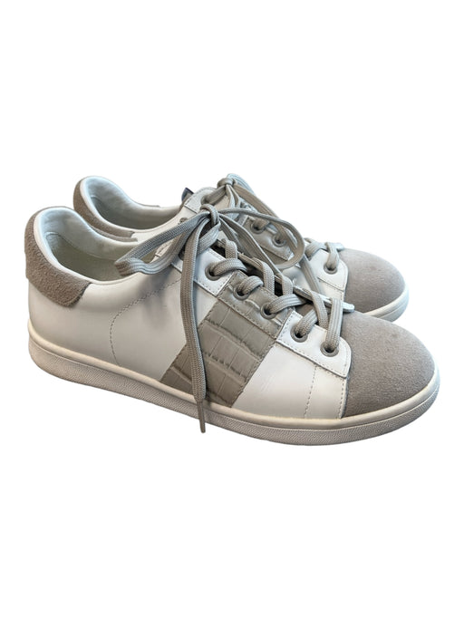 Sam Edelman Shoe Size 8 White & Taupe Leather & Suede Low Top lace up Shoes White & Taupe / 8