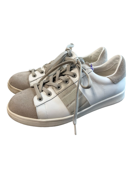Sam Edelman Shoe Size 8 White & Taupe Leather & Suede Low Top lace up Shoes White & Taupe / 8