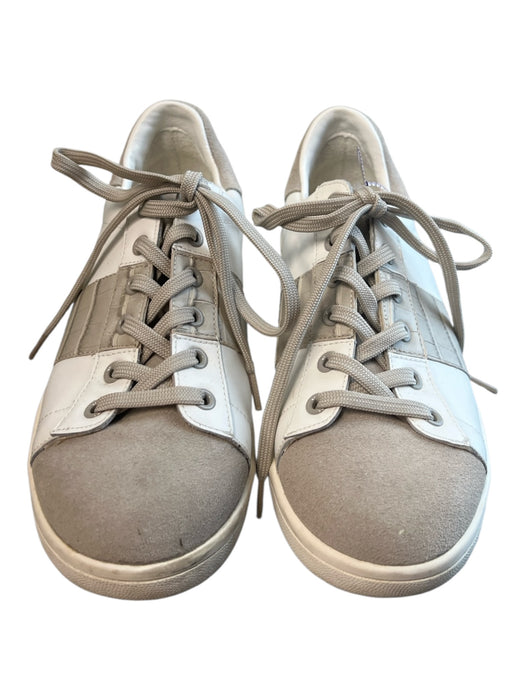 Sam Edelman Shoe Size 8 White & Taupe Leather & Suede Low Top lace up Shoes White & Taupe / 8