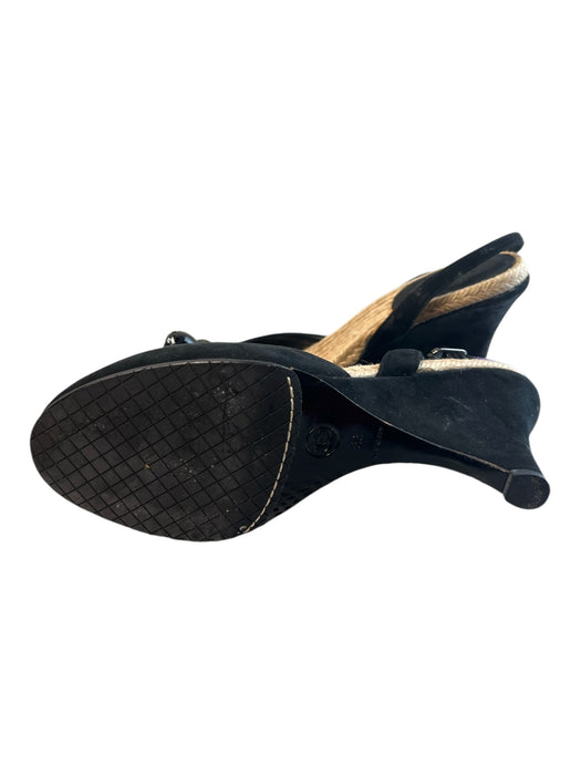 Chanel Shoe Size 38 Black Suede & Patent Leather Slingbacks Round Toe Shoes Black / 38