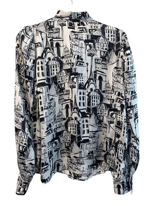 Weill Size 3 White & Black No Fabric Tag All Over Print Long Sleeve Top White & Black / 3