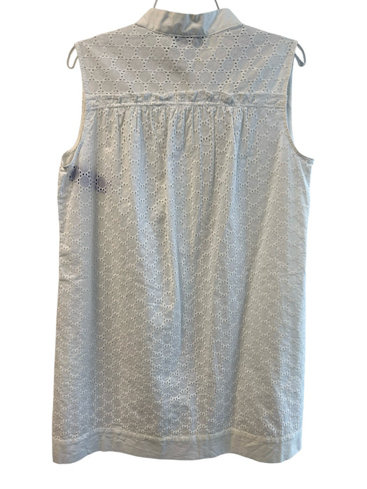 Oscar de la Renta Size Small White Cotton Sleeveless Eyelet Half Button Dress White / Small