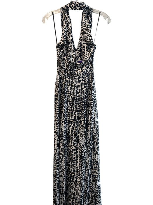 Rachel Zoe Size 2 Gray & Black Silk Halter All Over Print Dress Gray & Black / 2