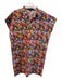 Hilton Hollis Size Large Orange & Multi Cotton Abstract Floral V Neck Dress Orange & Multi / Large