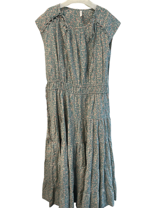 Mirth Size Medium Green, Peach & Tan No Fabric Tag All Over Print Maxi Dress Green, Peach & Tan / Medium