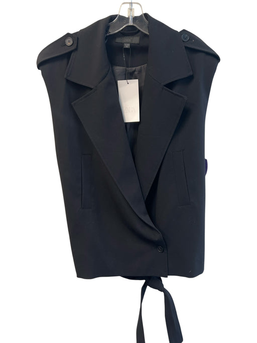 Zara Size M/L Black Polyester Sleeveless 1 Button Deep v neck Belt Dress Black / M/L