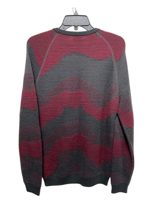 Armani Size 50 Red & Gray Wool Blend zig zag Crew Neck Men's Long Sleeve Shirt 50