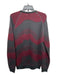 Armani Size 50 Red & Gray Wool Blend zig zag Crew Neck Men's Long Sleeve Shirt 50