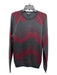 Armani Size 50 Red & Gray Wool Blend zig zag Crew Neck Men's Long Sleeve Shirt 50