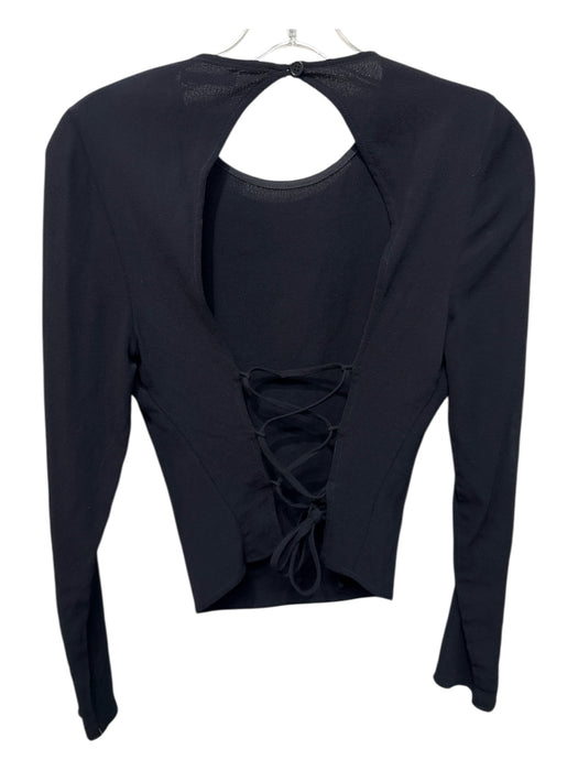 Reformation Size M Black Viscose & Rayon Long Sleeve Corset Back Top Black / M