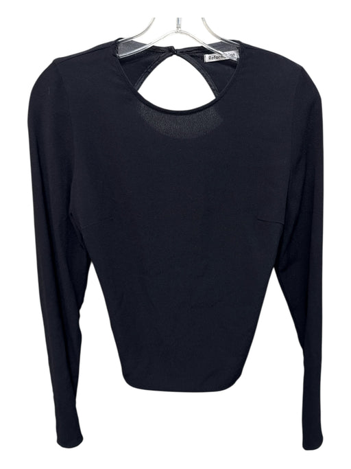 Reformation Size M Black Viscose & Rayon Long Sleeve Corset Back Top Black / M