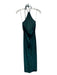 Reformation Size M Emerald Green Polyester Velvet Halter Tie Front Slit Dress Emerald Green / M