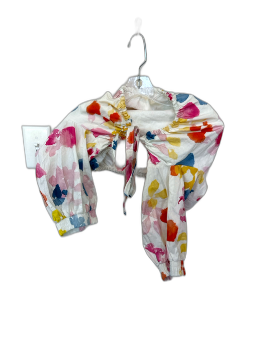 Lalibela Size Petite Multi Cotton Flower Cropped Tie Back Top Multi / Petite