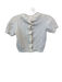 Tanya Taylor Size Petite Cream Wool Button Front Short Sleeve Knit Accent Top Cream / Petite