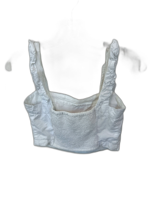Free People Size XS White Cotton Cropped Ruffle Tank Top White / XS