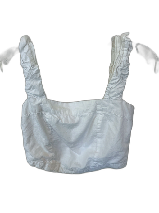Free People Size XS White Cotton Cropped Ruffle Tank Top White / XS