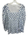 Caroline Constas Size Est S White & Blue Cotton Blend Floral Square Neck Dress White & Blue / Est S