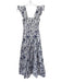 Aqua Size S White & Blue Cotton & Polyester Ruffle Cap Sleeve Midi Dress White & Blue / S
