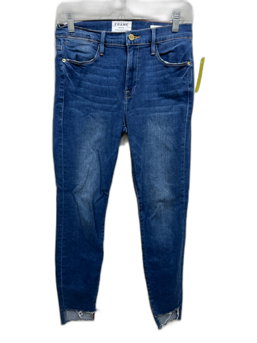 Frame Size 28 Medium dark wash Cotton Blend Denim High Waist Skinny Jeans Medium dark wash / 28