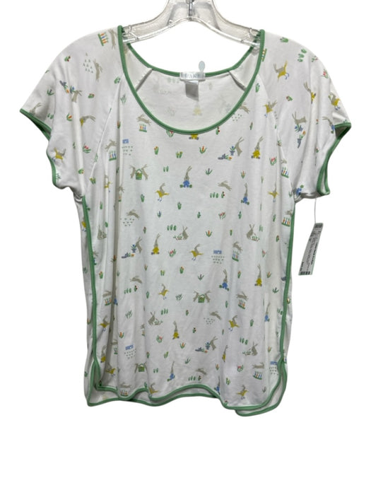 Lake Size S White, Green, Multi Cotton bunny Shorts Elastic Waist Pajamas White, Green, Multi / S