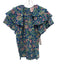 Banjanan Size XS Blue, Green, Pink Cotton Short Sleeve Floral Print Ruffles Top Blue, Green, Pink / XS