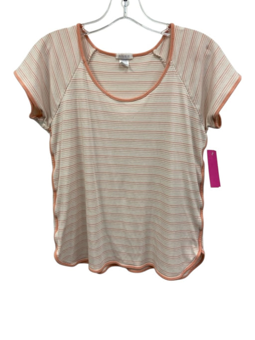 Lake Size XS Orange & White Pima Cotton Stripe Curved Hem Cap Sleeve Short Set Orange & White / XS
