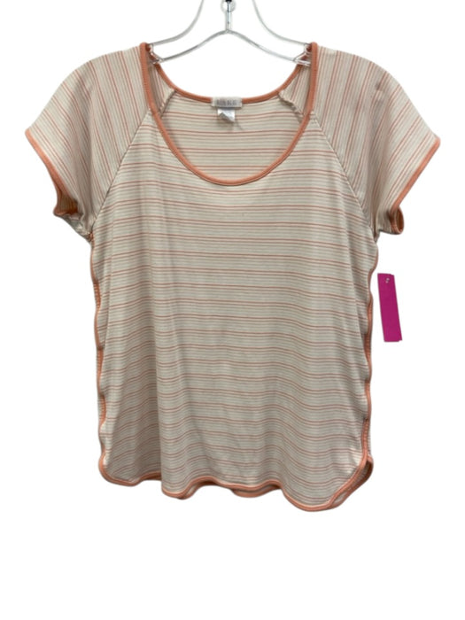 Lake Size XS Orange & White Pima Cotton Stripe Curved Hem Cap Sleeve Short Set Orange & White / XS