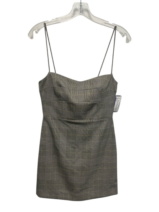 MNG Size 2 Black, Yellow, White Polyester & Viscose Spaghetti Strap Mini Dress Black, Yellow, White / 2