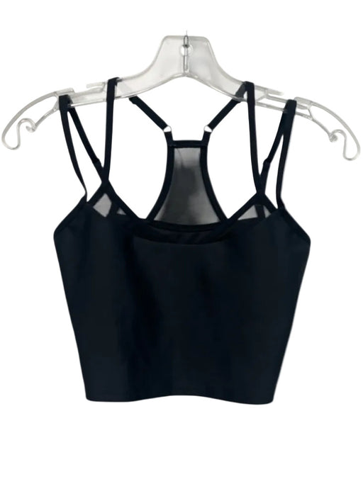Alo Size S Black Nylon Blend Spaghetti Strap Racerback Shelf Bra Crop Top Black / S