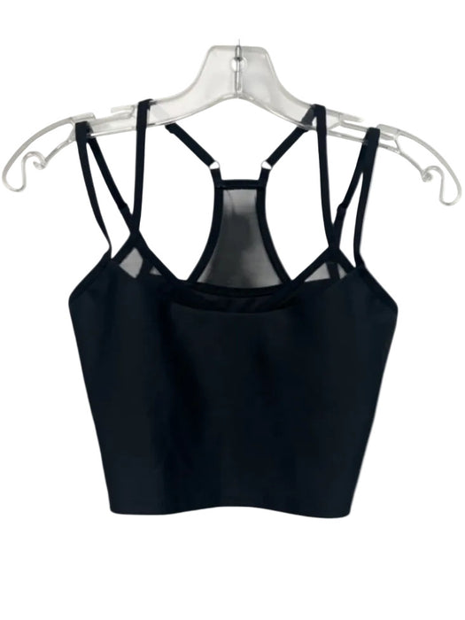 Alo Size S Black Nylon Blend Spaghetti Strap Racerback Shelf Bra Crop Top Black / S